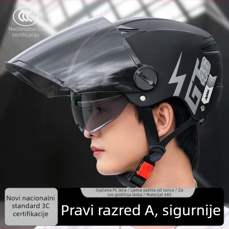 Kaciga za električni motocikl ABS, stil polu-kaciga, za odrasle, četiri godišnja doba, certifikat GB811-2022A