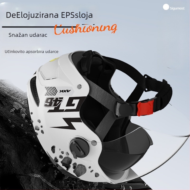 Kaciga za električni motocikl ABS, stil polu-kaciga, za odrasle, četiri godišnja doba, certifikat GB811-2022A