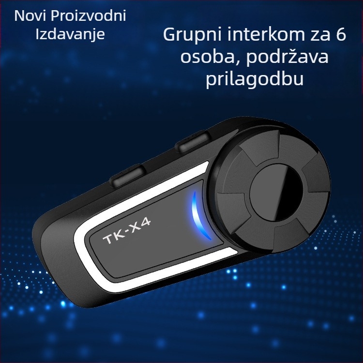 Kaciga s Bluetooth interkomom za 6 osoba, Bluetooth 5.1, domet 1000 m, 3D stereo zvuk, vodootporna i otporna na prašinu