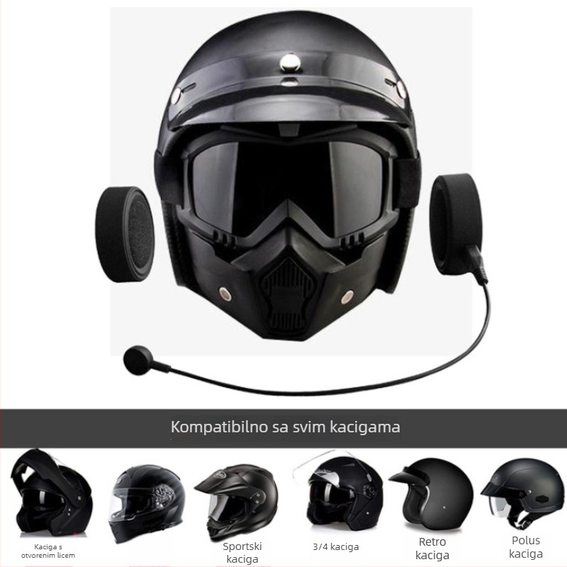 BT-17 Bluetooth slušalica za kacigu motocikla – reprodukcija glazbe i hands-free pozivi – kompatibilno s kacigama pune, otvorene i polu-kacige
