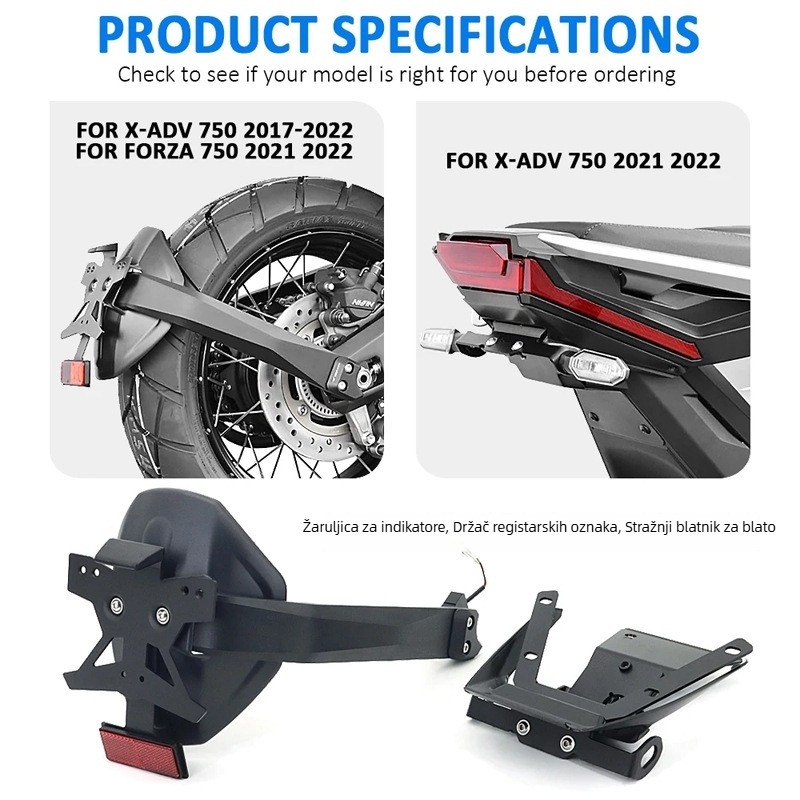 Stražnji držač registarske pločice za motocikle Honda X-ADV 750 i Forza 750 od otilli