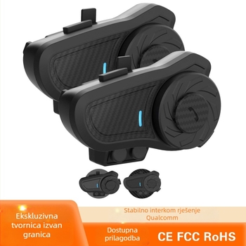 Kaciga za biciklizam s Bluetooth interkomom za dvije osobe, domet 800 m, 3D zvuk, dijeljenje glazbe, vodootporna i otporna na prašinu