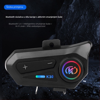 Bluetooth slušalica za motociklističku kacigu – vodootporna i otporna na prašinu, redukcija buke, Bluetooth 5.0, 16h baterija, stereo zvuk s obje strane