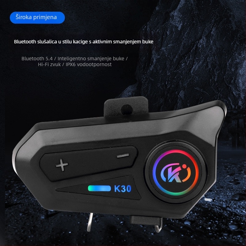 Bluetooth slušalica za motociklističku kacigu – vodootporna i otporna na prašinu, redukcija buke, Bluetooth 5.0, 16h baterija, stereo zvuk s obje strane