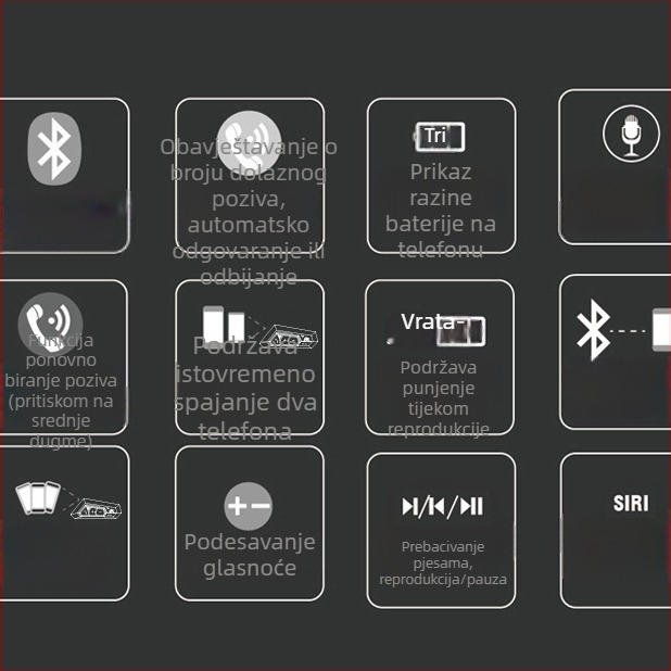 Bluetooth headset za motociklističku kacigu s 5.0, IPX5 vodootporan, više od 8 sati baterije, domet 10 m, stereo za obje uši