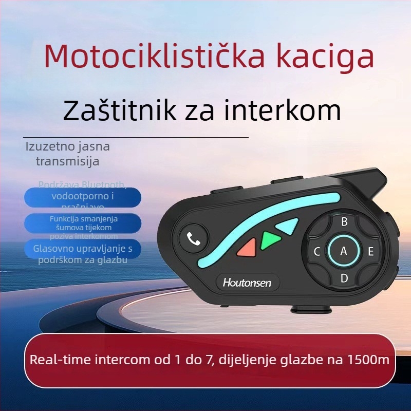 Bluetooth slušalica za kacigu motocikla V8 – 30 sati trajanja baterije, vodootporna, redukcija buke, stereo, Qualcomm QCC, dvostruko spajanje na dva telefona