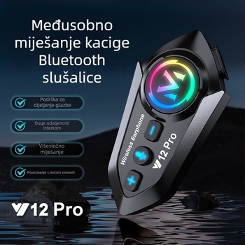 Y12Pro Bluetooth slušalice za kacigu — Bluetooth 5.4, Vodootporne, Redukcija buke, Domet 10m, Trajanje baterije 25h