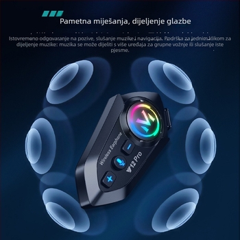 Y12Pro Bluetooth slušalice za kacigu — Bluetooth 5.4, Vodootporne, Redukcija buke, Domet 10m, Trajanje baterije 25h
