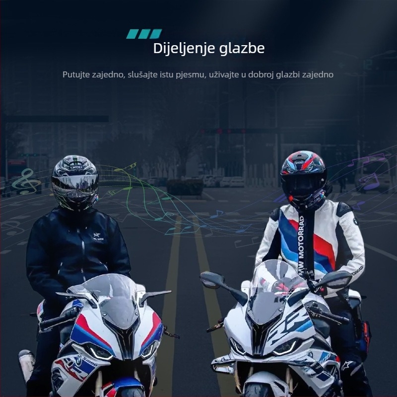 Y12Pro Bluetooth slušalice za kacigu — Bluetooth 5.4, Vodootporne, Redukcija buke, Domet 10m, Trajanje baterije 25h