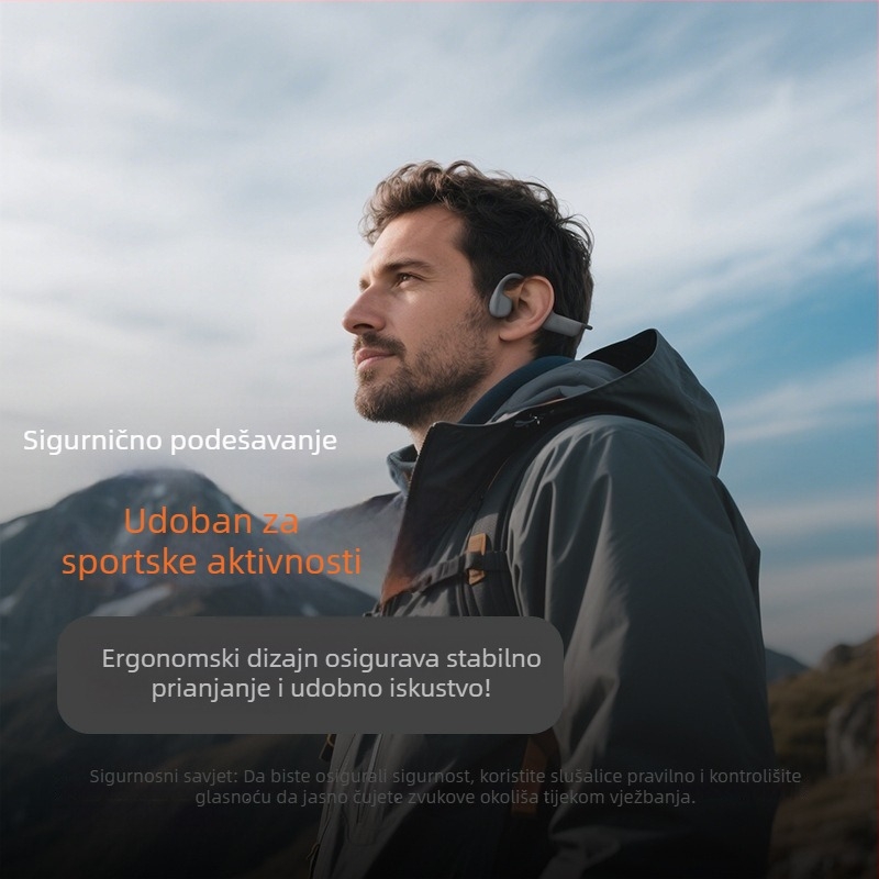 Bluetooth slušalice s kostnom vodljivosti, vodootporne IPX8, nisu u uhu, s kukom za uho, bežične, stereo zvuk