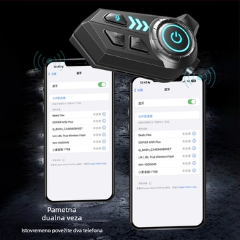 Bluetooth slušalica za kacigu motociklista — vodootporna, duga autonomija baterije, ugrađeni mikrofon, interkom za kacige s punim licem