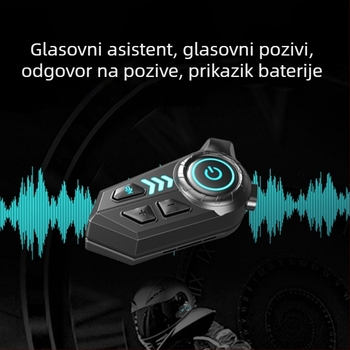 Bluetooth slušalica za kacigu motociklista — vodootporna, duga autonomija baterije, ugrađeni mikrofon, interkom za kacige s punim licem