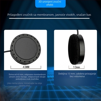 Bluetooth slušalica za kacigu motocikla (80-satna baterija, Bluetooth 5.0, domet 10 m, vodootporna, stereo)