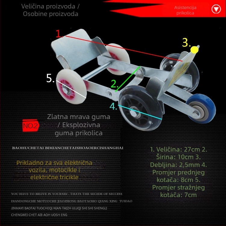 Prikolica s potporom za električne motocikle — pomoć pri defektu, Mojielong