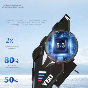 Pro-Life Y60 kaciga s Bluetooth slušalicom za vožnju biciklom, stereo zvuk, BT 5.0, domet 10 m, trajanje baterije 32 h