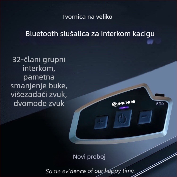 MODI 60R Moto interkom slušalica, Bluetooth 5.1, domet 1000 m, vodootporna, One-Touch networking, glazba i glasovna kontrola