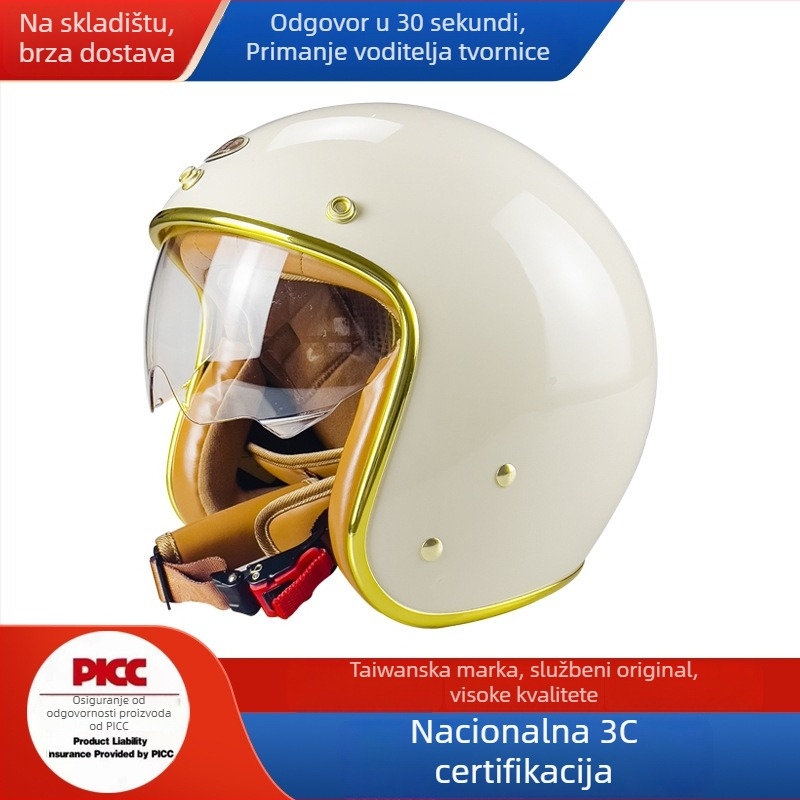 JEF retro kaciga za električni motocikl, ABS, 3C certificirano, pogodno za dnevnu vožnju