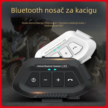 LX2 Bluetooth slušalica za kacigu motocikla s smanjenjem šuma, stereo dvostrani, Bluetooth 5.3, domet 15 m, glazba i pozivi