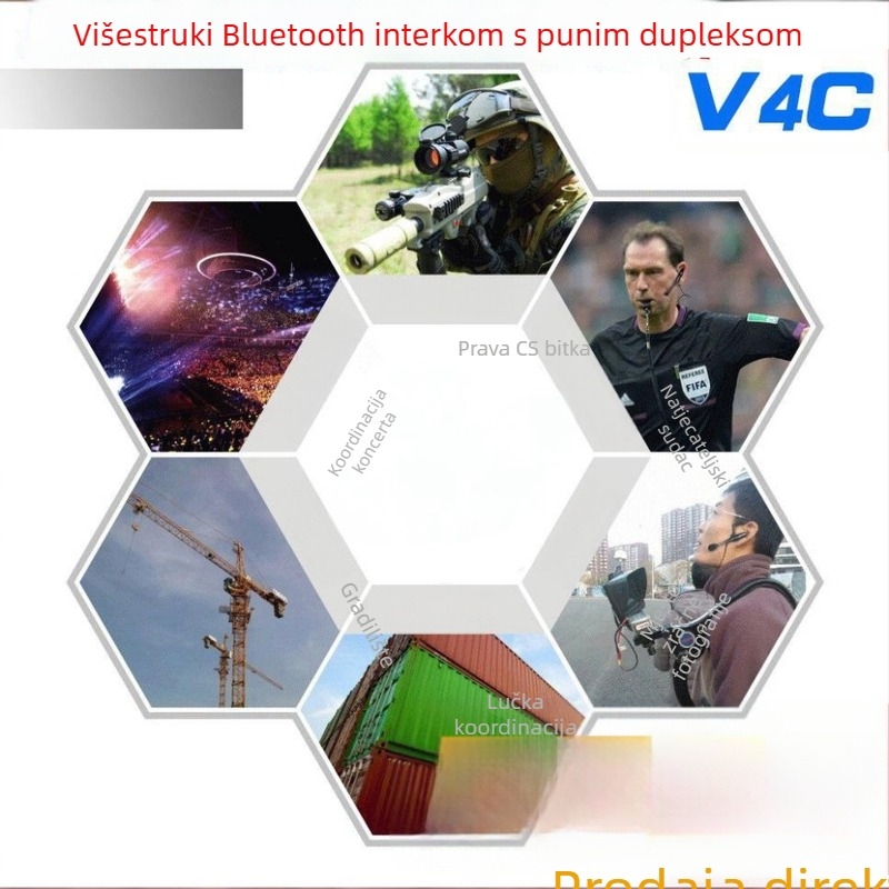 Nogometni sudijski interkom slušalica - Bluetooth 5.0, Vodootporna, Uklanjanje buke, Raspon 800 m, Trajanje baterije 12 h