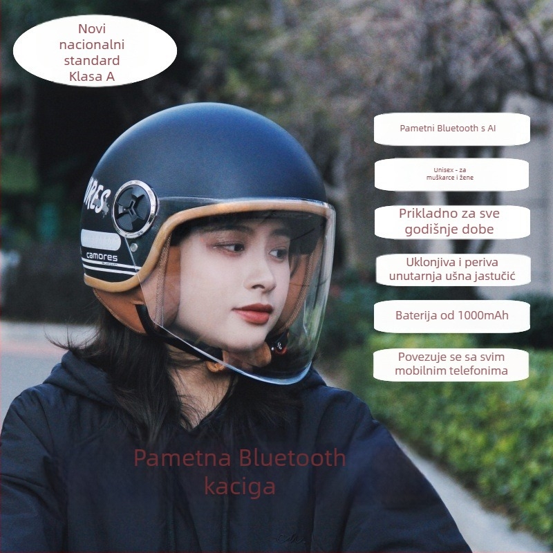 Kaciga s AI inteligentnim Bluetooth headsetom za vožnju, unisex, pogodno za sve sezone