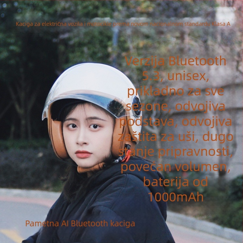 Kaciga s AI inteligentnim Bluetooth headsetom za vožnju, unisex, pogodno za sve sezone