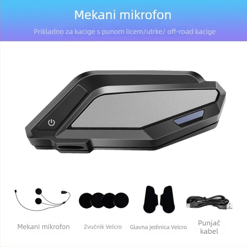 Motociklistička kaciga s Bluetooth slušalicama, privatni model — Bluetooth 5.3, doseg 100 m, 3D zvuk, stereo, vodootporna i otporna na prašinu