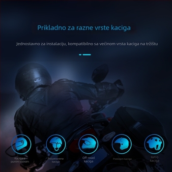 Bluetooth slušalica za motorističku kacigu — dvostrano stereo, Bluetooth 5.3, domet 100 m, baterija 15 h, vodootporna i prašini otporna, glazba i hands-free pozivi
