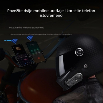 Bluetooth slušalica za motorističku kacigu — dvostrano stereo, Bluetooth 5.3, domet 100 m, baterija 15 h, vodootporna i prašini otporna, glazba i hands-free pozivi