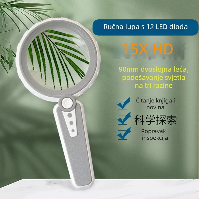 Xingte S111-90 serija, trobojni LED, podesiva 12 LED asferična optička leća, ručna punjiva povećala