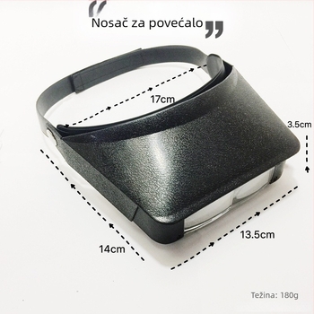 Nosač lupa na glavu za čitanje starijima i precizne radove: popravak satova, mikrograviranje, izrada nakita