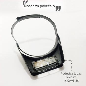 Nosač lupa na glavu za čitanje starijima i precizne radove: popravak satova, mikrograviranje, izrada nakita