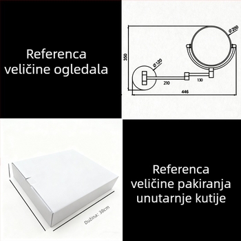 8-inčno osvijetljeno kupaonsko ogledalo s povećanjem, dvostrano sklopivo ogledalo za šminkanje