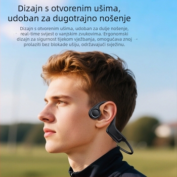 Bluetooth slušalice za koštanu kondukciju, bilateralni stereo, Bluetooth 5.0, domet do 10 m, trajanje baterije 4–8 sati