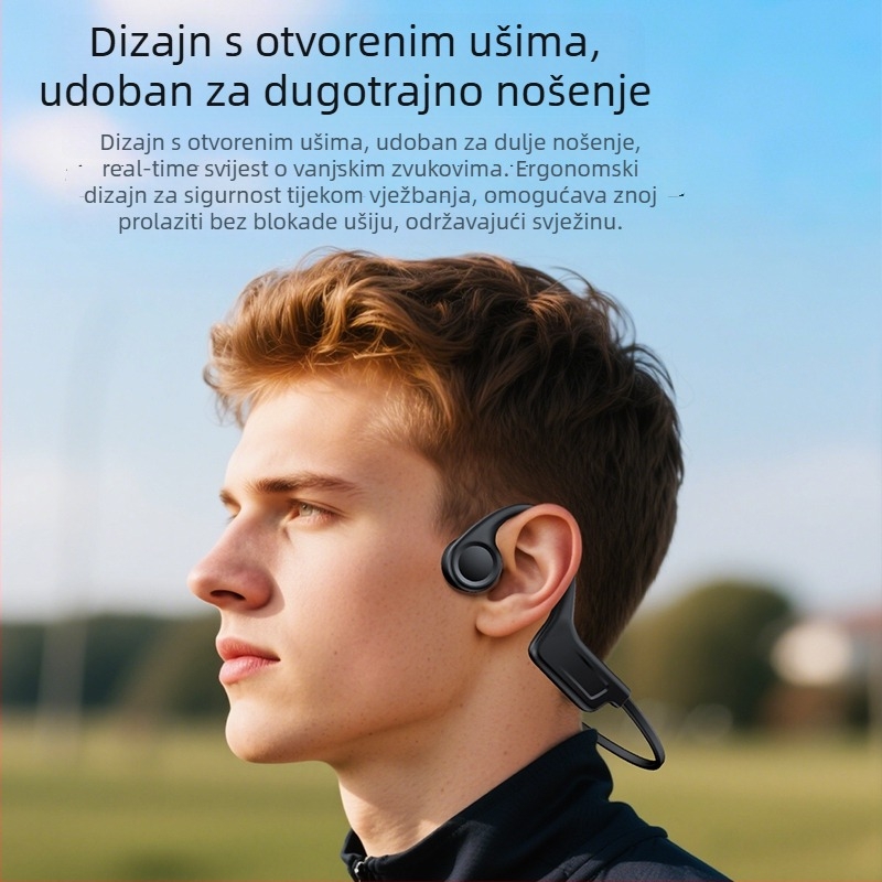 Bluetooth slušalice za koštanu kondukciju, bilateralni stereo, Bluetooth 5.0, domet do 10 m, trajanje baterije 4–8 sati