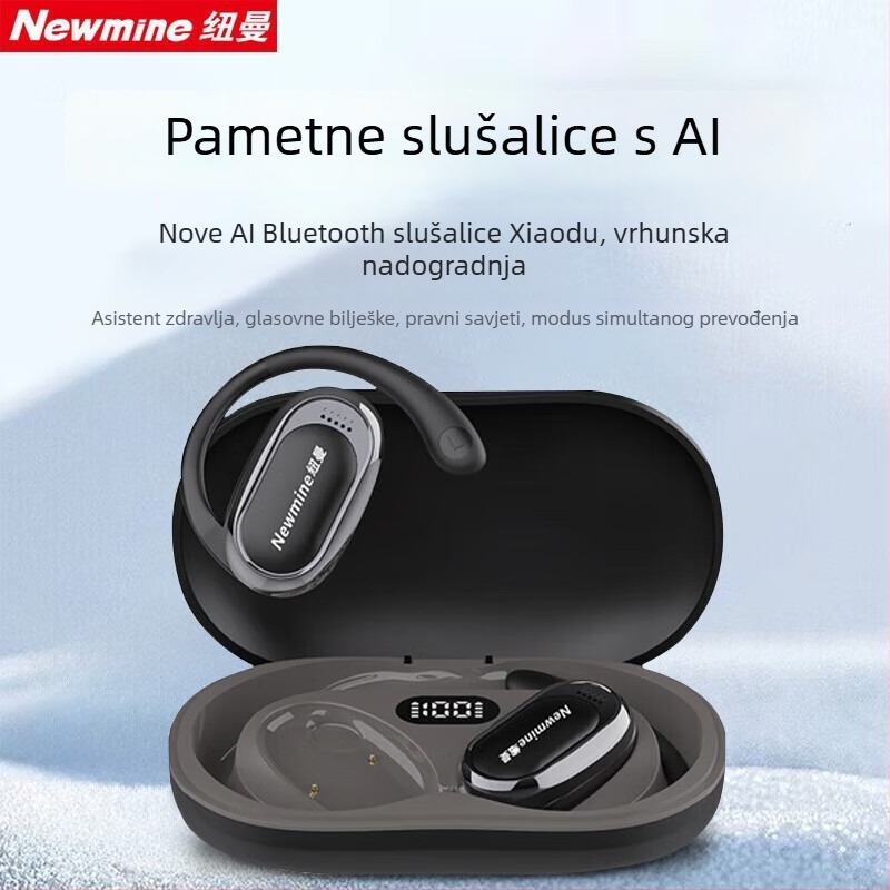 Newmine M16 Bluetooth slušalice s kostnom vodljivosti za ured, na uho, IPX5 vodootporne, domet 10 m, trajanje baterije 4–8 h, Bluetooth 5.0