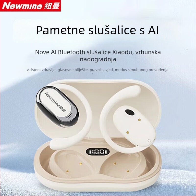 Newmine M16 Bluetooth slušalice s kostnom vodljivosti za ured, na uho, IPX5 vodootporne, domet 10 m, trajanje baterije 4–8 h, Bluetooth 5.0