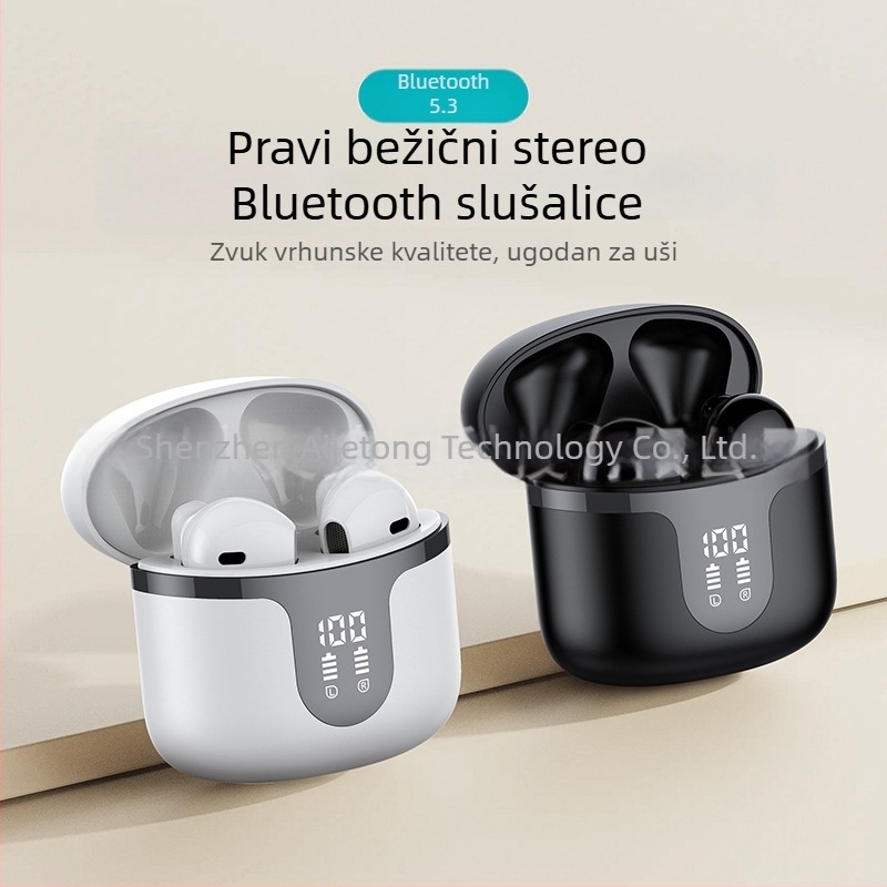 S47 Bežične Bluetooth slušalice, niska latencija za Esports, Bluetooth 5.3, digitalni zaslon, trajanje baterije 4–8 h, domet 10 m