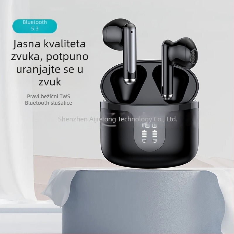 S47 Bežične Bluetooth slušalice, niska latencija za Esports, Bluetooth 5.3, digitalni zaslon, trajanje baterije 4–8 h, domet 10 m