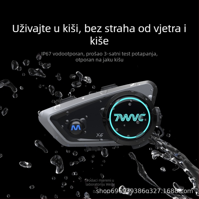 Bežično Bluetooth slušalica za kacigu motocikla s dvostrukim interkomom, kompatibilna s više marki, za vanjske sportove