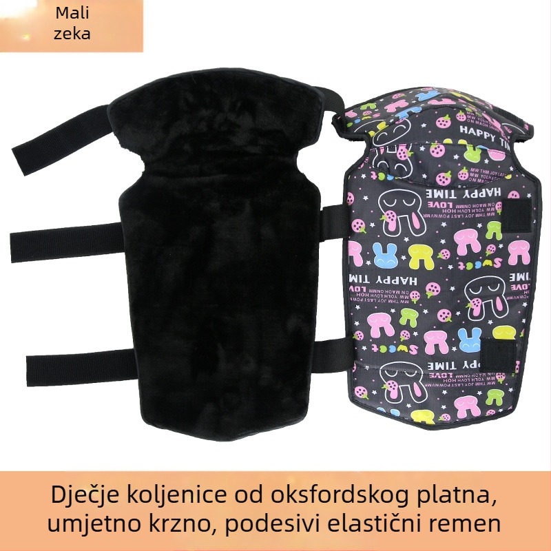 Huide Djeca zimski topli koljeni štitnici za biciklizam, Velcro kopčanje, Oxford platno s umjetnom vunom, kratki/dulji stil