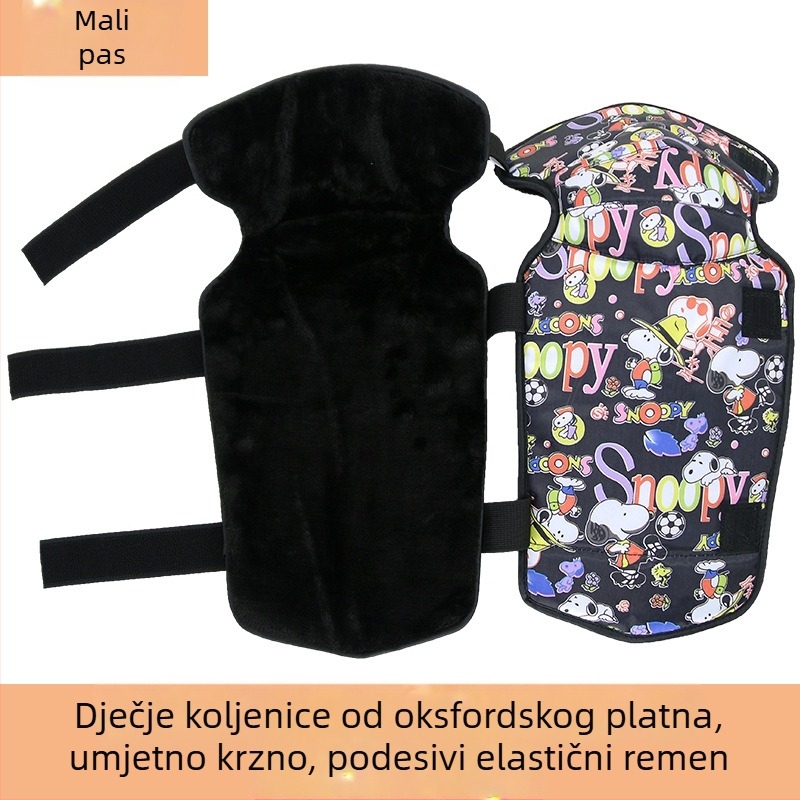Huide Djeca zimski topli koljeni štitnici za biciklizam, Velcro kopčanje, Oxford platno s umjetnom vunom, kratki/dulji stil