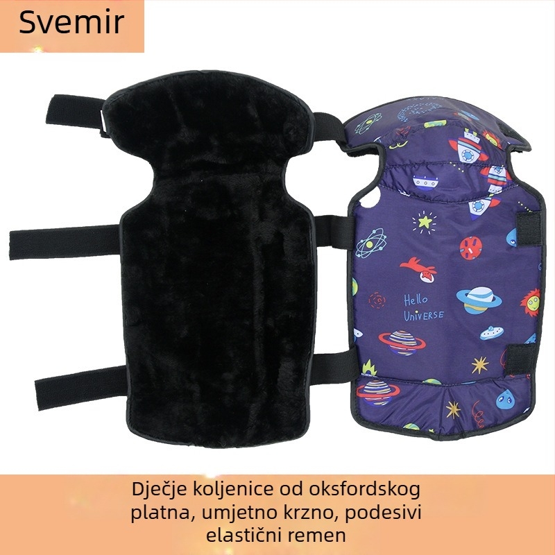 Huide Djeca zimski topli koljeni štitnici za biciklizam, Velcro kopčanje, Oxford platno s umjetnom vunom, kratki/dulji stil