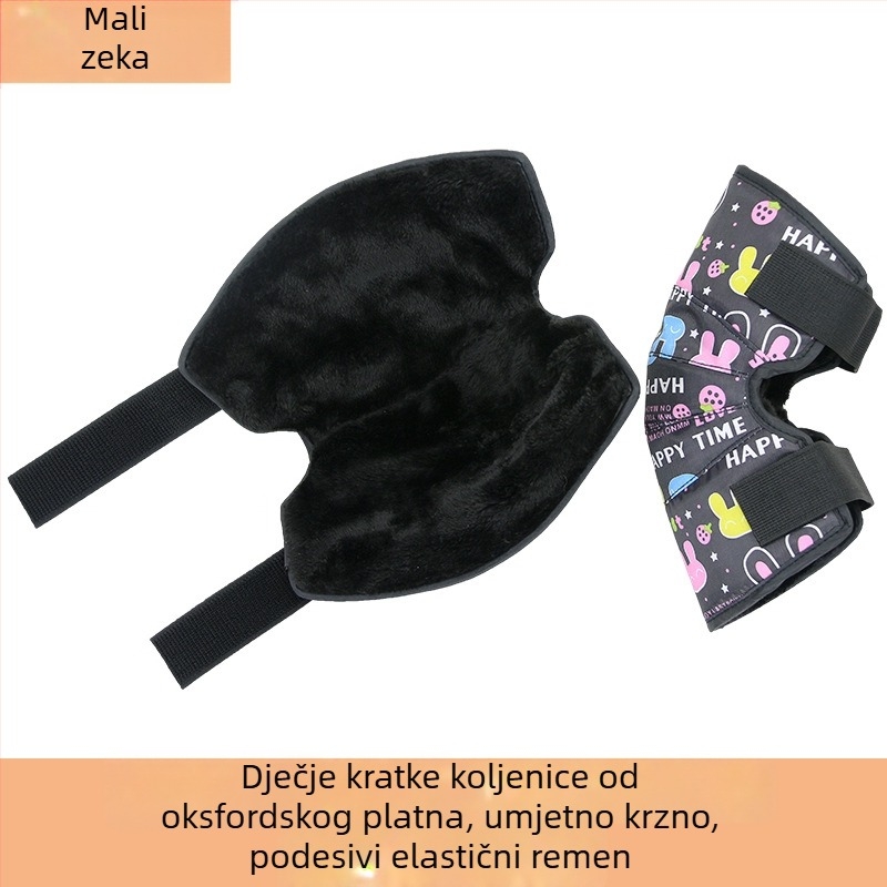 Huide Djeca zimski topli koljeni štitnici za biciklizam, Velcro kopčanje, Oxford platno s umjetnom vunom, kratki/dulji stil