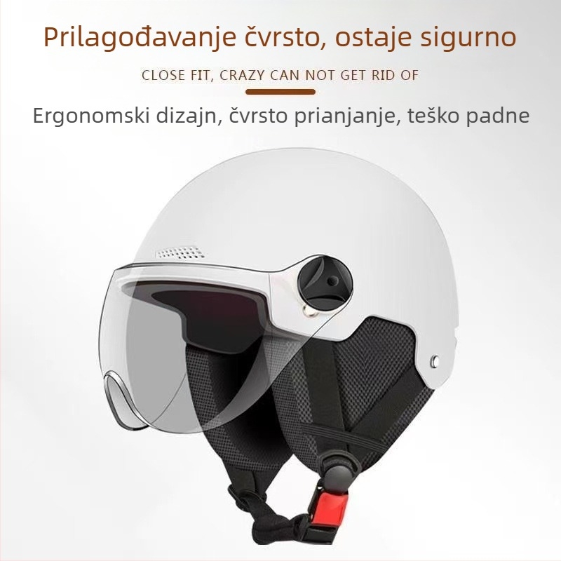 Polu-šlem s odvojivom zaštitom za uši, ABS materijal, univerzalna prilagodba, za vožnju električnim vozilima, certifikat GB811-2022B