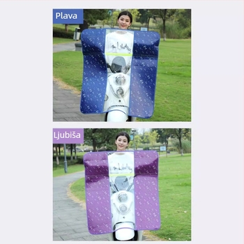 Prozirni pokrov prednjeg vjetrobrana za električno vozilo — PVC, pogodan za tricikl, motocikl i električno vozilo, s tiskanim logom, nije vodootporno