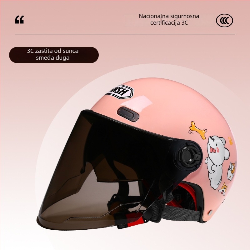 ANSH Dječja kaciga za električni motocikl, polu-kaciga stil, ABS+PC, 3C certifikat, za sve sezone, za električna vozila