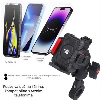 Držač za telefon za motocikl s amortizerom, kompatibilan s motociklima, električnim vozilima, biciklima i triciklima; Model Tq133-tq136, Marka Tq, za punjenje i navigaciju
