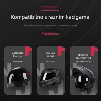 MT02 Bluetooth slušalica za kacigu motocikla s ugrađenim mikrofonom, hands-free, navigacija i glazba (Bluetooth 5.0; nošenje oko vrata; stereo; pozivi; reprodukcija glazbe)