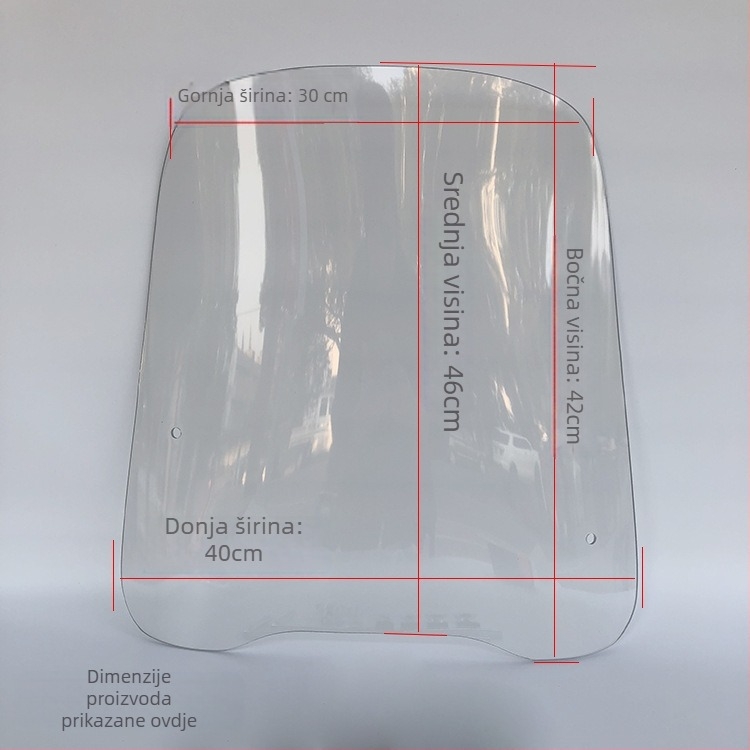 Vjetrobran za motocikl - universalni model, visokokvalitetan plast, proziran