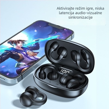 Bežične sportske slušalice s klipom za uho i koštanom provodljivošću – Bluetooth 5.49, domet 10 m, trajanje baterije 4–8 h, stereo zvuk, vodootporne